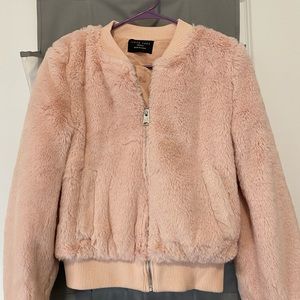 Fluffy bomber jacket